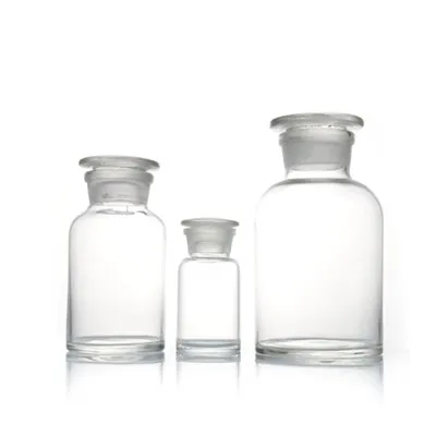 Laboratorijska prozirna staklena boca reagensa sa širokim grlom i brušenim staklenim čepom